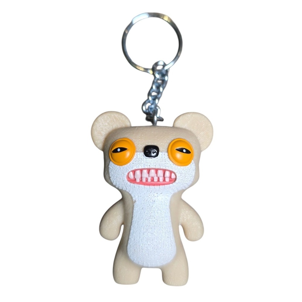 Fuggler Teddy Bear Keychain Figure Tan White Collectible Accessory Series 4